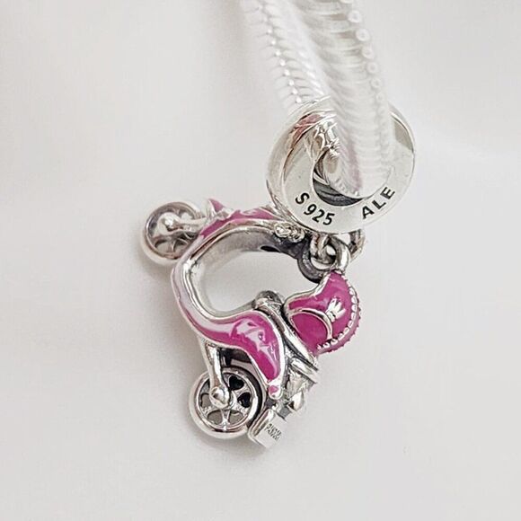 Pandora Pink Scooter Dangle Charm with pouch - Picture 3 of 5